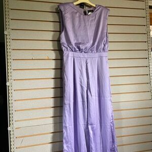 NWTS Satin Jumpsuit‎ Sleeveless Wide Leg Lavender Purple Dressy MEDIUM RTV $80